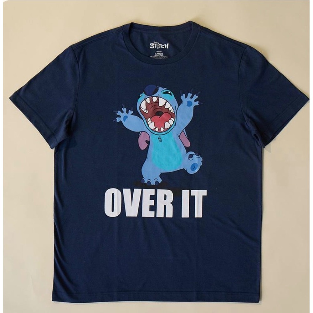 Disney Stitch T-Shirt Mens XL Navy Blue NWT Over It Graphic Tee